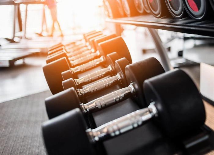 Weights lined up at Addison Reserve in Florida
